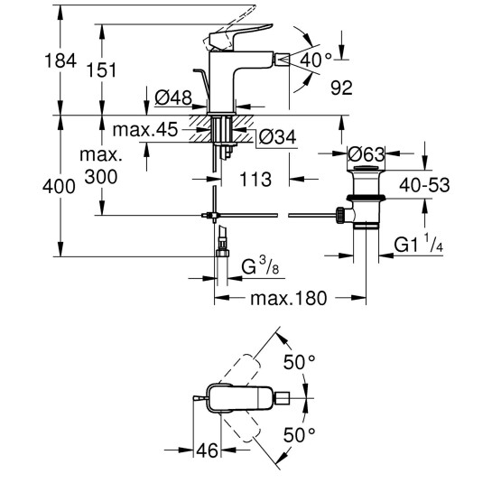 Додаткове фото - Змішувач для біде Grohe QuickFix Dice 1018770000
