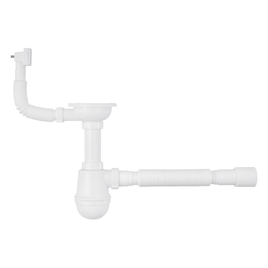 Сифони для кухонних мийок Сифон для кухонної мийки Agua KS02 3 1/2"х40/50 мм з різьбовим випуском, з квадратним переливом