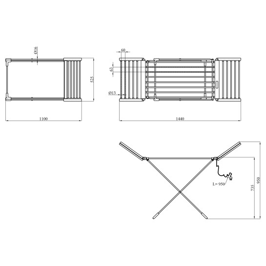 Додаткове фото - Електрична сушарка для білизни Kroner KRP Hitze - Diva WEI701T