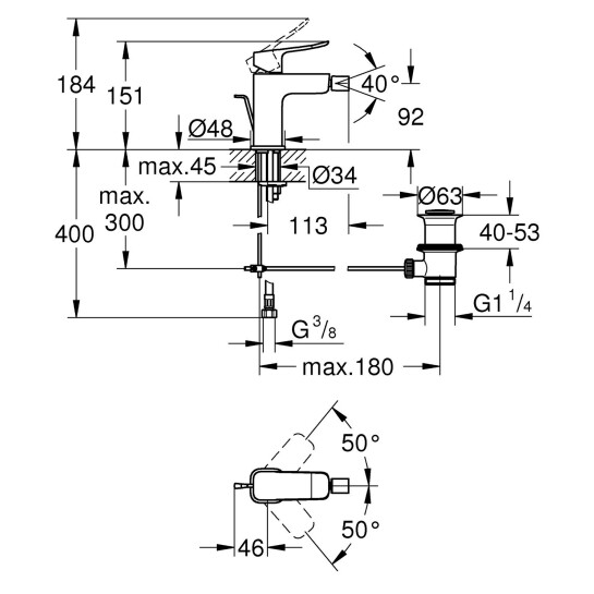 Додаткове фото - Змішувач для біде Grohe QuickFix Dice 1018772430