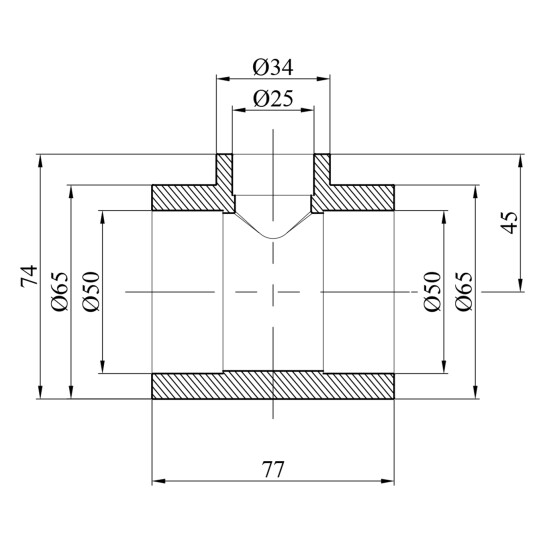 Додаткове фото - Трійник перехідний PPR GrandiTherm 50х25х50 мм