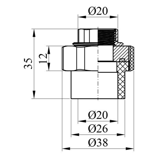 Додаткове фото - Американка PPR Baux 20х1/2" РВ