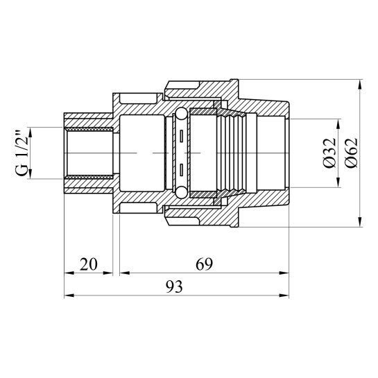 Додаткове фото - Муфта ПЕ STR 32х1/2" РВ