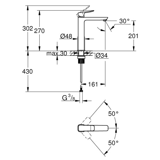 Додаткове фото - Змішувач для раковини Grohe QuickFix Dice XL-Size 1018920000