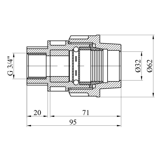 Додаткове фото - Муфта ПЕ STR 32х3/4" РВ
