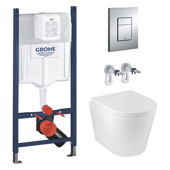 Головне фото - Комплект 4 в 1: Інсталяція GROHE Solido 3 в 1 3884966Q + Унітаз безобідковий Kroner Armada WHI513636 RIMLESS з сидінням Slim Duroplast / Soft-close / Quick relase KA513636WHIR (3884966KA513636)