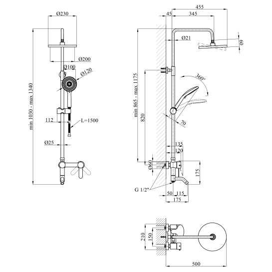 Додаткове фото - Душова система Agua Elposo - INOX064AM
