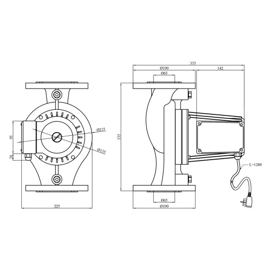 Додаткове фото - Насос циркуляційний фланцевий Pumpman GRS65/11F Нmax 11 м Qmax 45 куб.м 1500 Вт