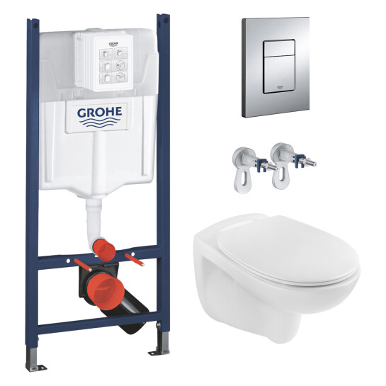 Інсталяції Комплект 4 в 1: Інсталяція GROHE Solido 3 в 1 3884966Q + Унітаз безобідковий Kroner Oker WHI533536 RIMLESS з сидінням Slim Duroplast / Soft-close / Quick relase KO533536WHIR (3884966KO533536)