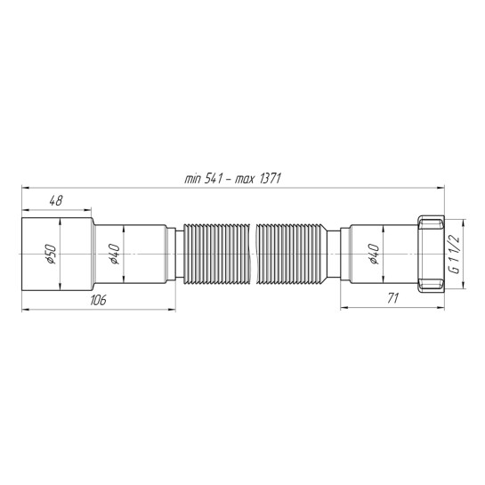 Додаткове фото - Гофра ANIplast 1 1/2"х40/50 мм 800-1550 мм K116