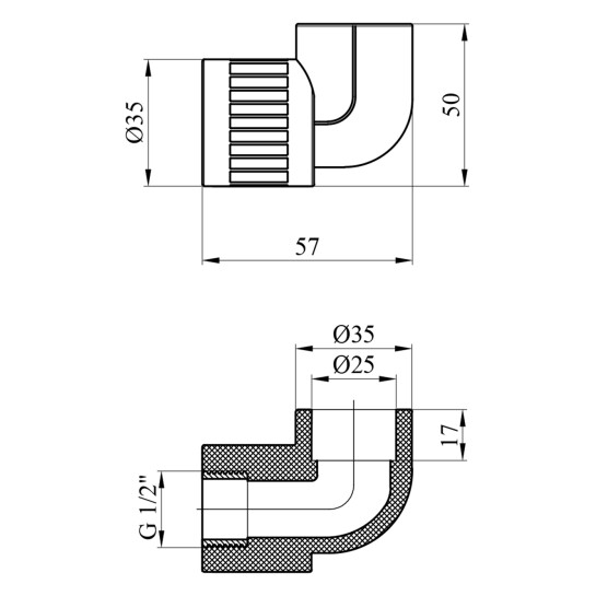 Додаткове фото - Коліно PPR GrandiTherm 25х1/2" РВ