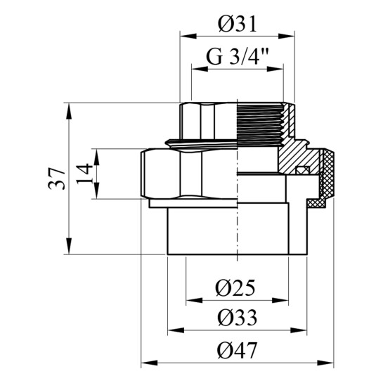 Додаткове фото - Американка PPR Baux 25х3/4" РВ