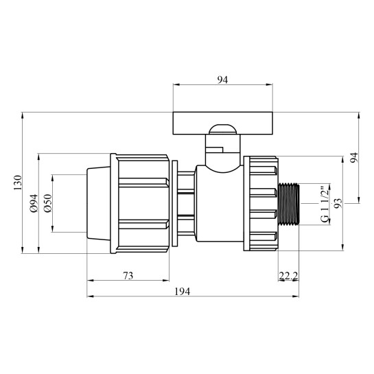 Додаткове фото - Кран ПЕ STR 50х1 1/2" РЗ
