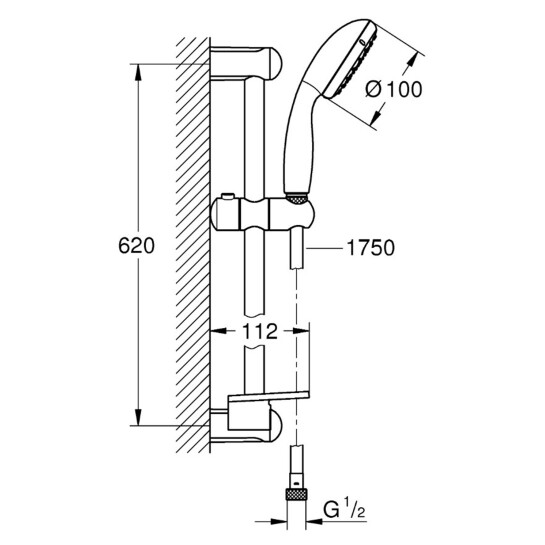 Додаткове фото - Душовий гарнітур Grohe New Tempesta 100 27926001