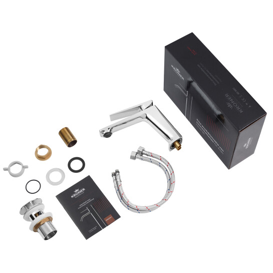 Додаткове фото - Змішувач для раковини Kroner KRP Ersel - C0111BV з донним клапаном