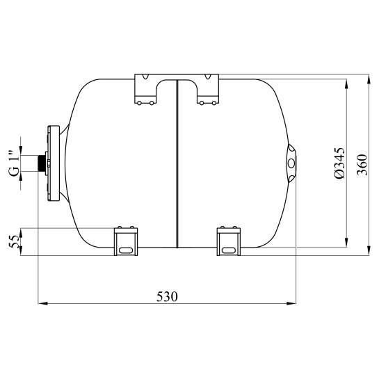 Додаткове фото - Гідроакумулятор Pumpman горизонтальний 50 л полімерний фланець