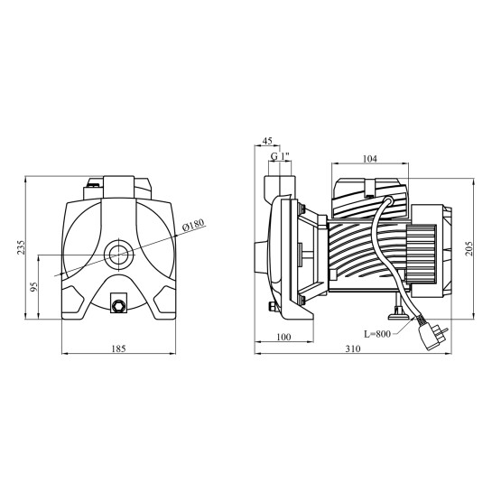 Додаткове фото - Насос поверхневий поливальний Pumpman TCP158 Нmax 33м Qmax 6куб.м 1"х1" 750 Вт (чавун/алюміній)