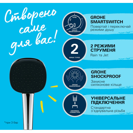 Додаткове фото - Змішувач для ванни Grohe QuickFix Dice BF101872VC