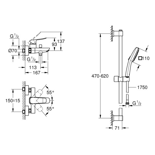 Додаткове фото - Змішувач для ванни Grohe QuickFix Dice BF101872VC