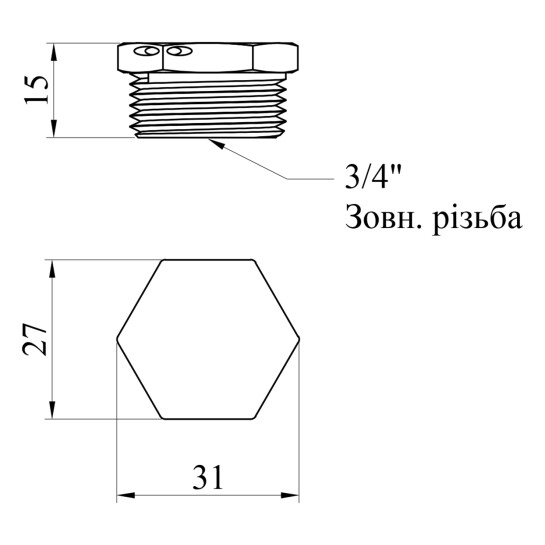 Додаткове фото - Заглушка під пломбу WaGa 3/4" З нержавіюча сталь 