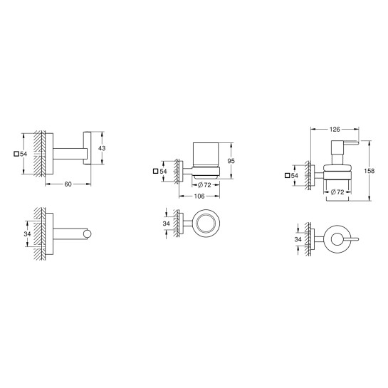 Додаткове фото - Набір аксесуарів для ванної кімнати Grohe QuickFix Start Cube 3 в 1 BF40961SC