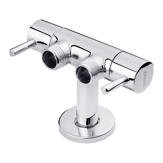 Крани приладові Кран приладовий для підключення Karro 1/2"x1/2"x1/2" ЗЗЗ на 2 виходи, хромований KR-3155