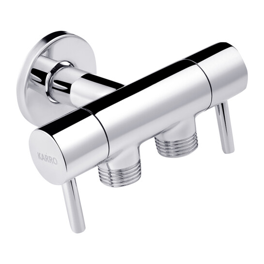 Додаткове фото - Кран приладовий для підключення Karro 1/2"x1/2"x1/2" ЗЗЗ на 2 виходи, хромований KR-3155