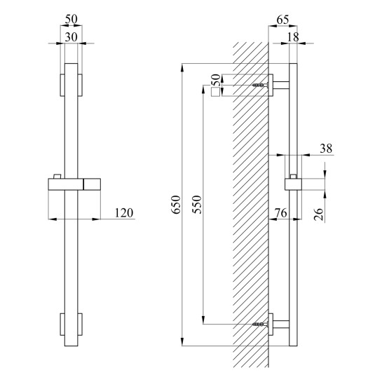 Додаткове фото - Штанга для душу Kroner KRP Edelstahl Kubus - PVD230