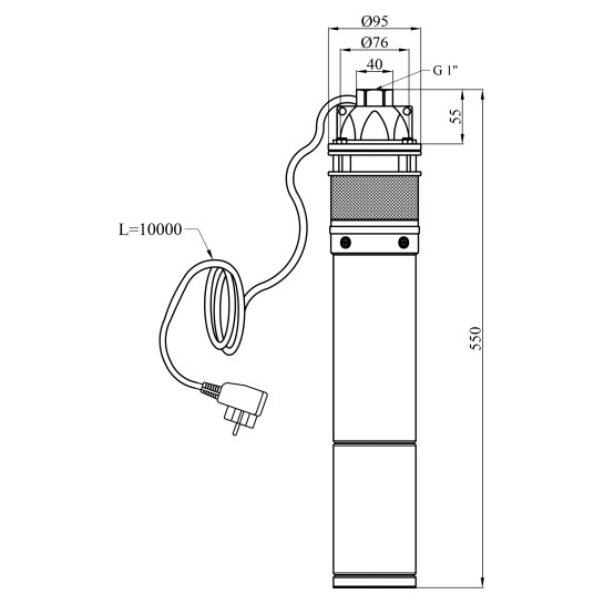 Додаткове фото - Насос глибинний відцентровий 3SKM 100 Hmax 48 м Qmax 50 л/хв P 750 Вт