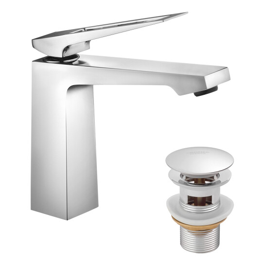 Головне фото - Змішувач для раковини Kroner KRP Ersel - C0110BV з донним клапаном