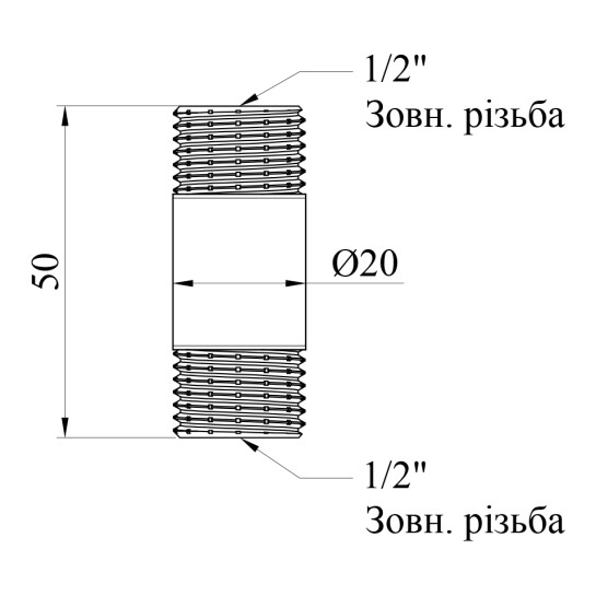 Додаткове фото - Подовжувач посилений LexLine 1/2'' ЗЗ, L=50 мм латунний УК0644-В