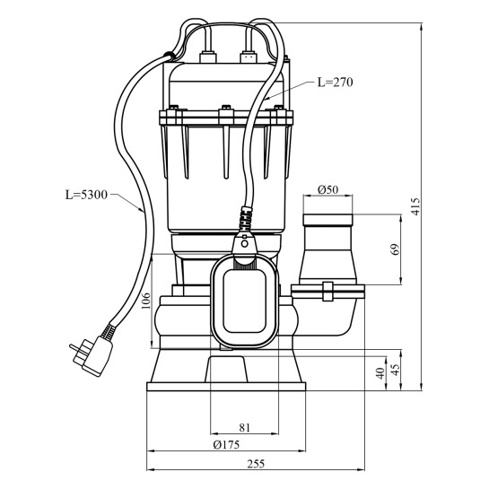 Додаткове фото - Насос фекальний Grandwater WQD-C-13-10-2,5 кВт