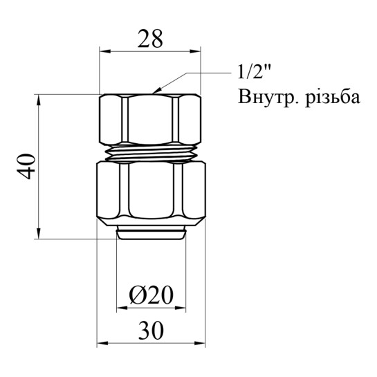 Додаткове фото - Муфта металопластикова Karro 20х1/2" РВ нікельована KR-0522