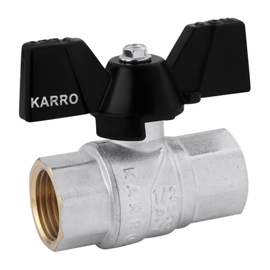 Крани кульові Кран кульовий Karro "Premium" 1/2" ВВ PN40 метелик, нікельований