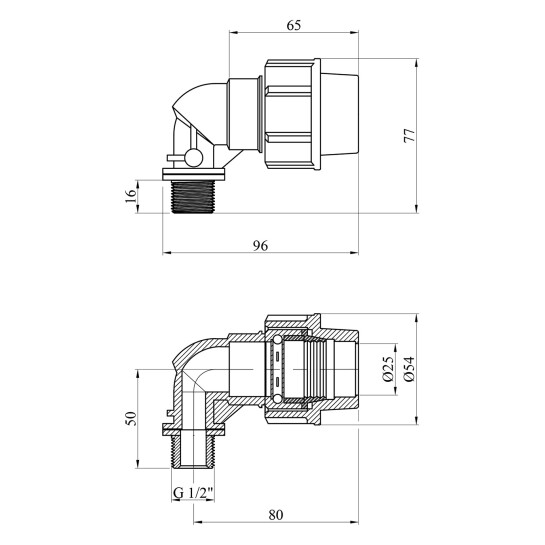 Додаткове фото - Коліно ПЕ SantehPlast 25х1/2" РЗ
