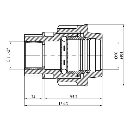 Додаткове фото - Муфта ПЕ STR 50х1 1/2" РВ