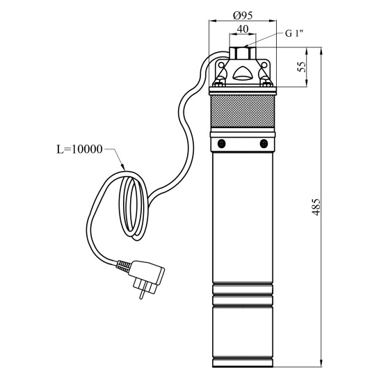 Додаткове фото - Насос глибинний відцентровий 4SKM 100C Hmax 61 м Qmax 45 л/хв P 750 Вт з вбудованим конденсатором