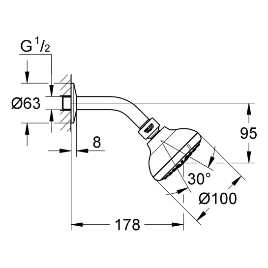 Додаткове фото - Лійка для верхнього душу Grohe New Tempesta 100 26088001