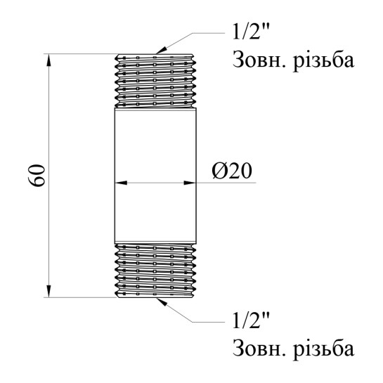 Додаткове фото - Подовжувач посилений LexLine 1/2'' ЗЗ, L=60 мм латунний УК0648-В