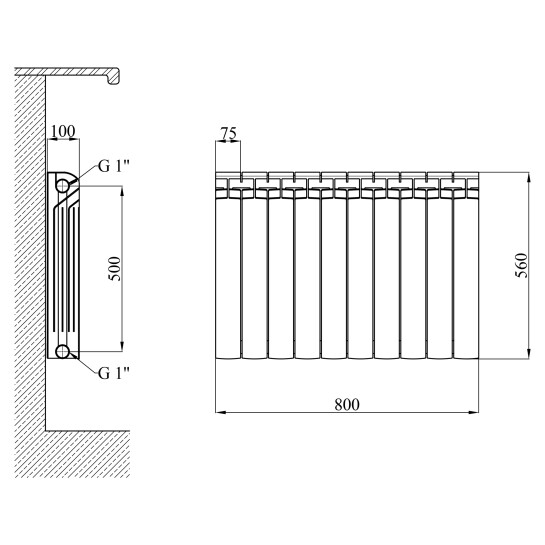 Додаткове фото - Радіатор біметалевий Calor Perfect FB-500/100 20 бар 500х100 мм