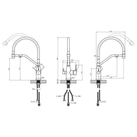 Додаткове фото - Змішувач для кухні Kroner KRP Kuche - C03816BLK