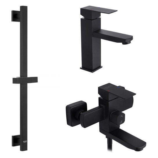 Набори змішувачів Набор змішувачів Kroner Edelstahl Kubus - SCH060 + змішувач Edelstahl Kubus - SCH010 + штанга для душу Edelstahl Kubus - SCH230