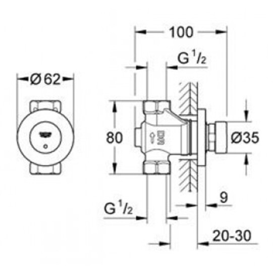 Додаткове фото - Натискний автоматичний вентиль Grohe Euroeco Cosmopolitan T 36268000