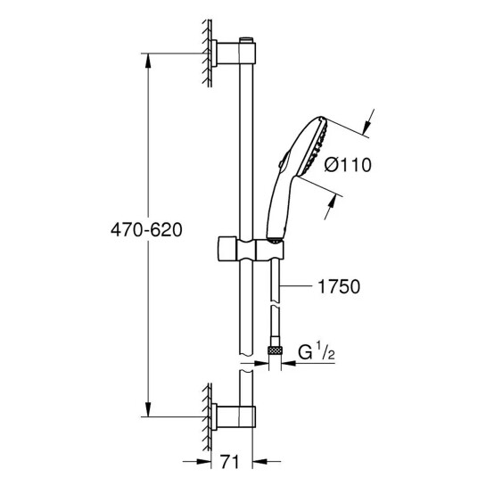 Додаткове фото - Душовий гарнітур Grohe QuickFix Vitalio Start 110 26951001