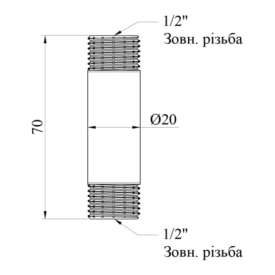 Додаткове фото - Подовжувач посилений LexLine 1/2'' ЗЗ, L=70 мм латунний УК0646-В