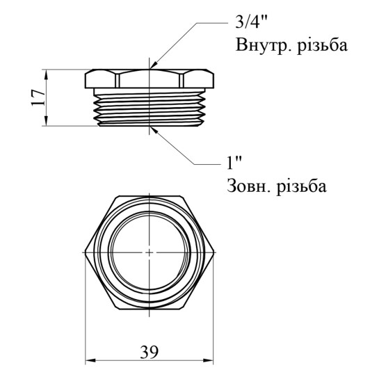 Додаткове фото - Футорка STA 3/4"х1" ВЗ латунна