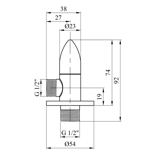 Додаткове фото - Кран приладовий для підключення Karro 1/2"х1/2" ЗЗ хромований KR-3111