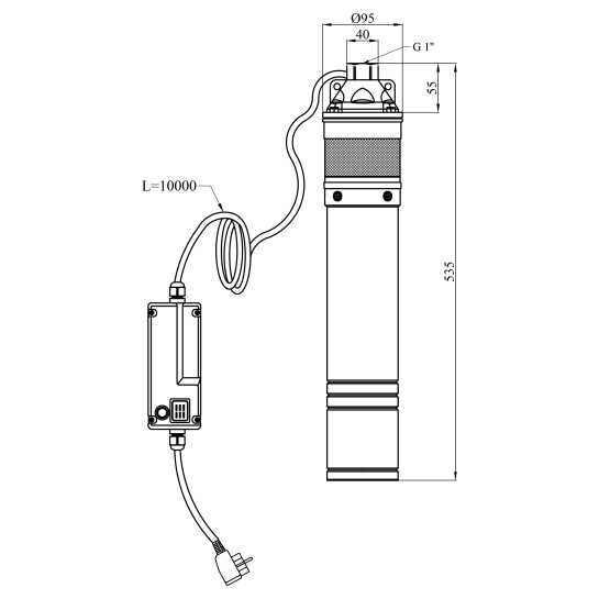 Додаткове фото - Насос глибинний відцентровий Agua 4SKM 150 Hmax 100 м Qmax 45 л/хв P 1100 Вт з пультом