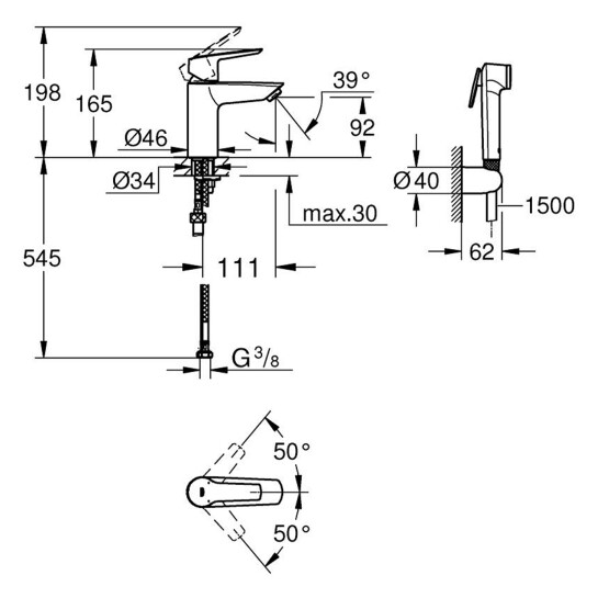 Додаткове фото - Набір для гігієнічного душу зі змішувачем Grohe QuickFix Start S-Size 231232433 