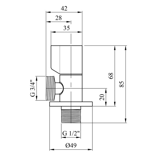 Додаткове фото - Кран приладовий для підключення Karro 1/2"x3/4" ЗЗ хромований KR-3120 New